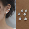 Screw, earrings, small sophisticated zirconium, four-leaf clover, micro incrustation, simple and elegant design