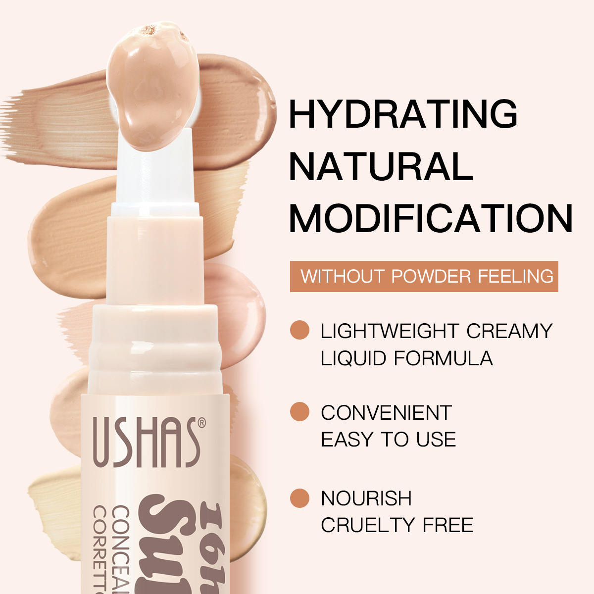 (Caja de presentación) USHAS punto transfronterizo venta caliente barra de base corrector ilumina el tono de la piel y las ojeras 24 piezas una caja