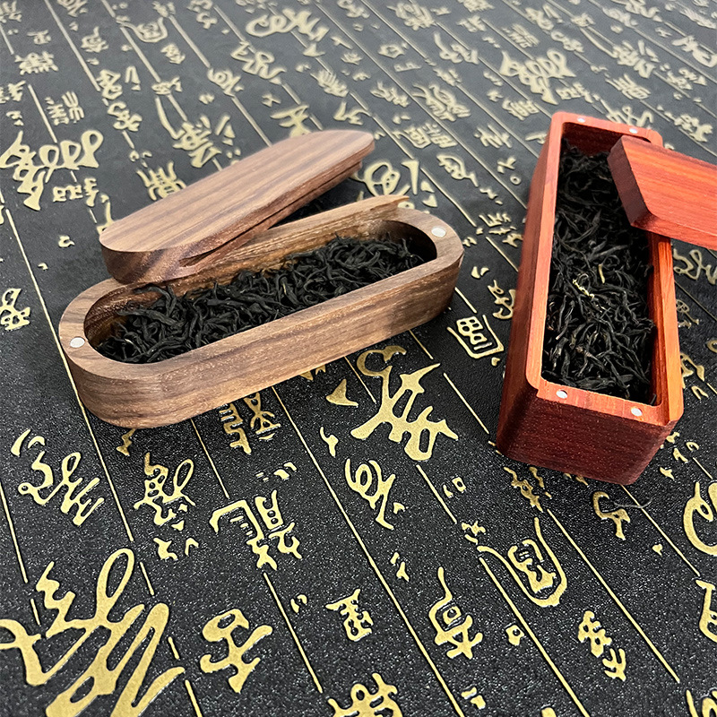 胡桃木茶叶盒便携茶叶罐子扁式小茶罐木盒子家用旅行随身茶盒批发