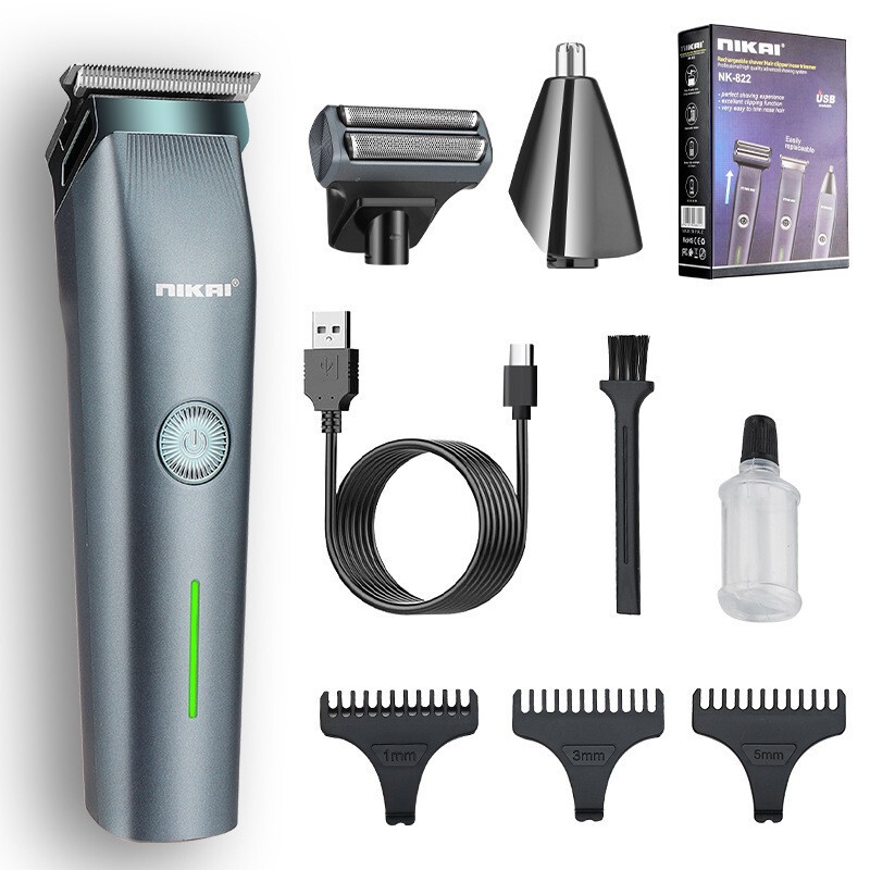 Russia's Best-Selling Men's Three-In-One Hair Clipper USB Rechargeable Electric Clipper Razor Nose Hair Trimmer Set