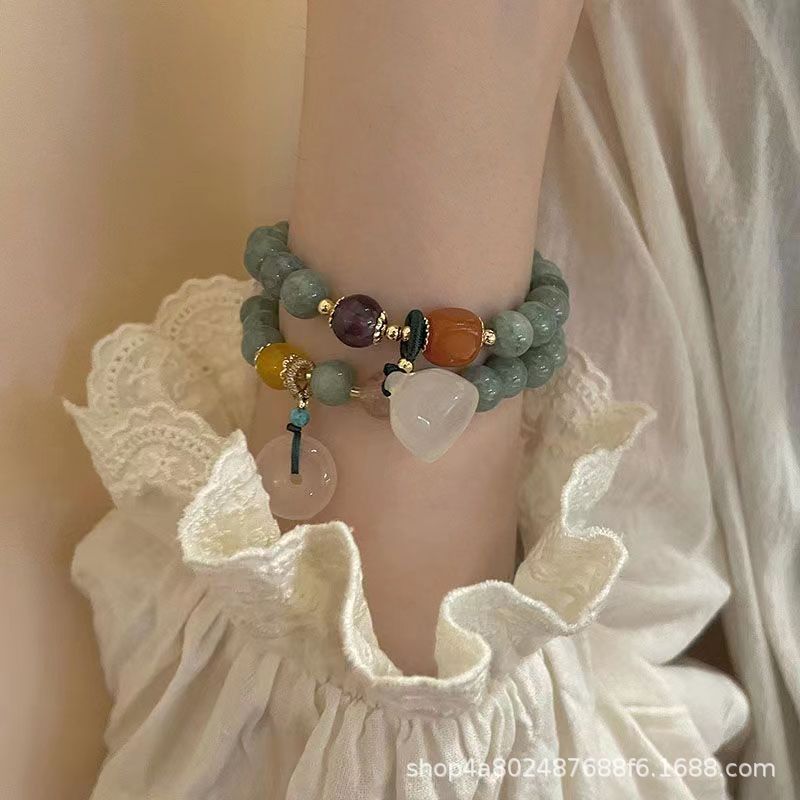 New Chinoiserie National Trend Imitation Jade Bracelet Accessible Luxury Versatile Elegant Hot Style Simple Niche Design Ins Style Bestie