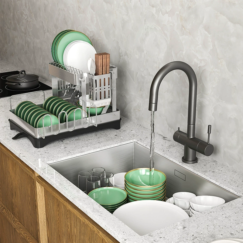 Folding storage system stainless steel, cutting board, wineglass, drying rack