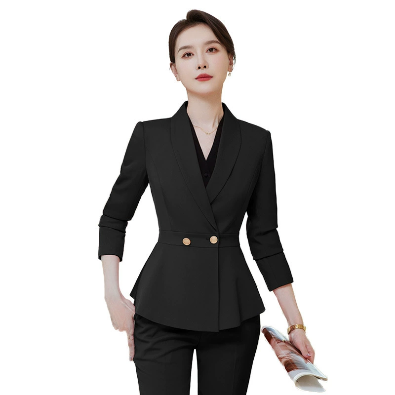 Spring set, long-sleeve, classic suit jacket for office, slim fit