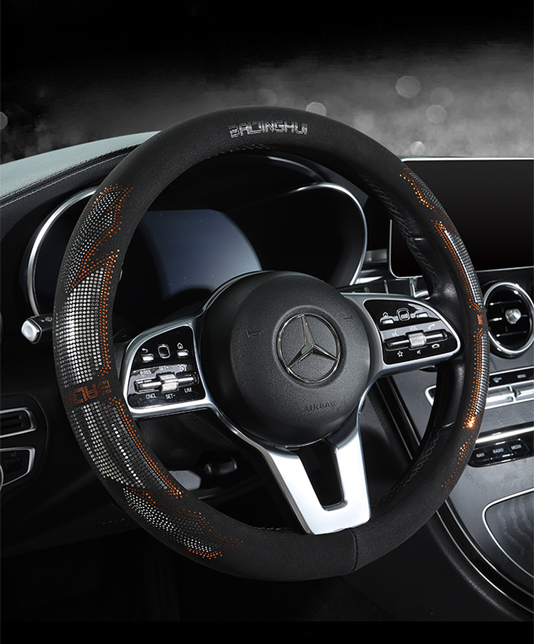 Car steering wheel cover for men, summer suede material, sweat-absorbent, non-slip, breathable, suitable for all seasons