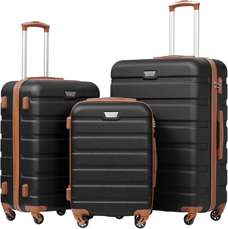 Black Hard-Shell Suitcase with Universal Wheels, Three-Piece Set, Large Capacity, Wide Handle, Travel Suitcase for Men and Women, with Password Lock Black Hard-Shell Suitcase with Universal Wheels, Three-Piece Set, Large Capacity, Wide Handle, Travel Suitcase for Men and Women, with Password Lock