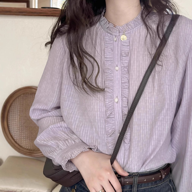 [Romantic Spring] Purple Fairy Lace Shirt Atmosphere Sense No Son Top