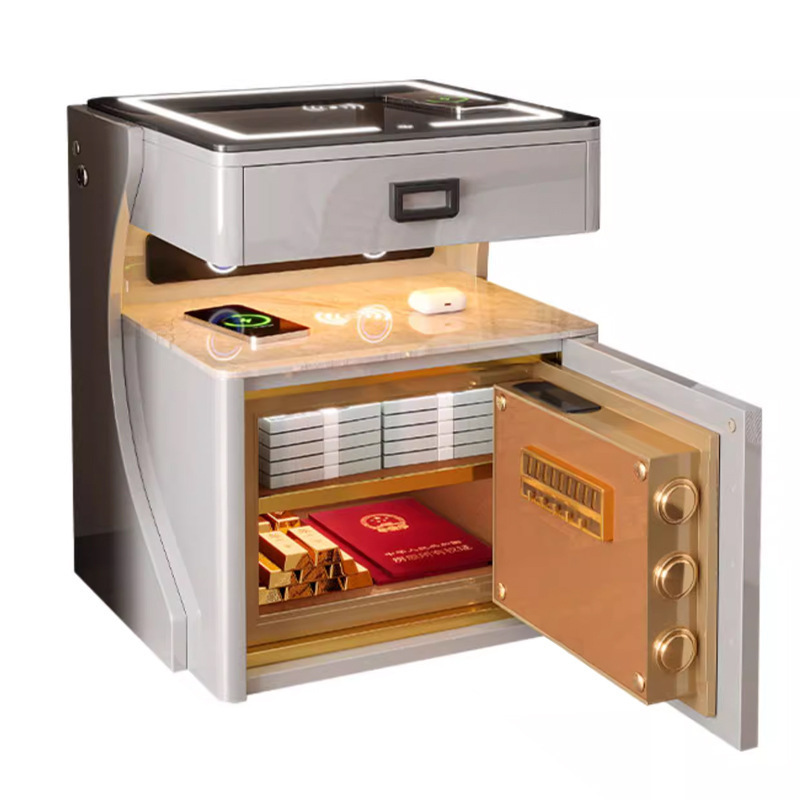 Caja fuerte inteligente mesita de noche todo en uno 2024 nuevo gabinete de almacenamiento doméstico de placa de roca antirrobo de dormitorio minimalista moderno