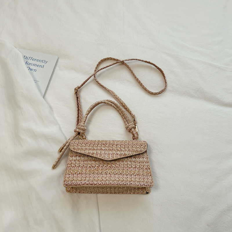 Bolsos de mano artesanal de estilo nacional nuevos nichos de diseño bolsas de cadena rayas arco iris extranjero bolsas de hombro