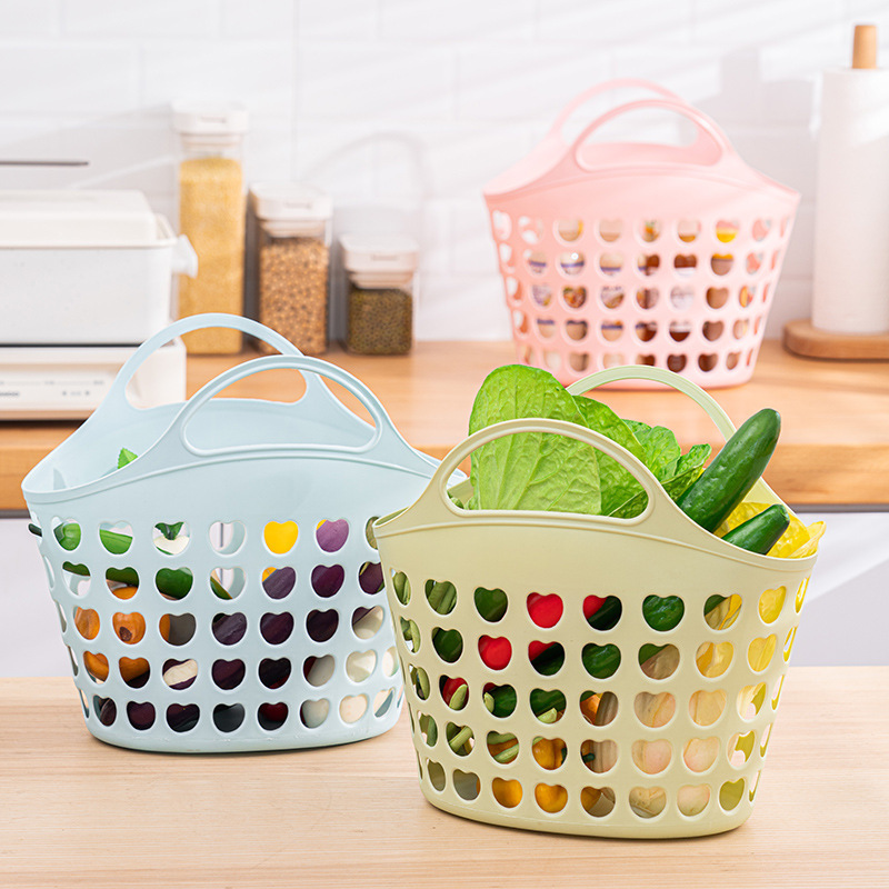 家庭用手提げかご入浴野菜果物収納かごのデスクトップの柔らかいプラスチックの透かし彫り洗面収納かごが厚くなっている|undefined