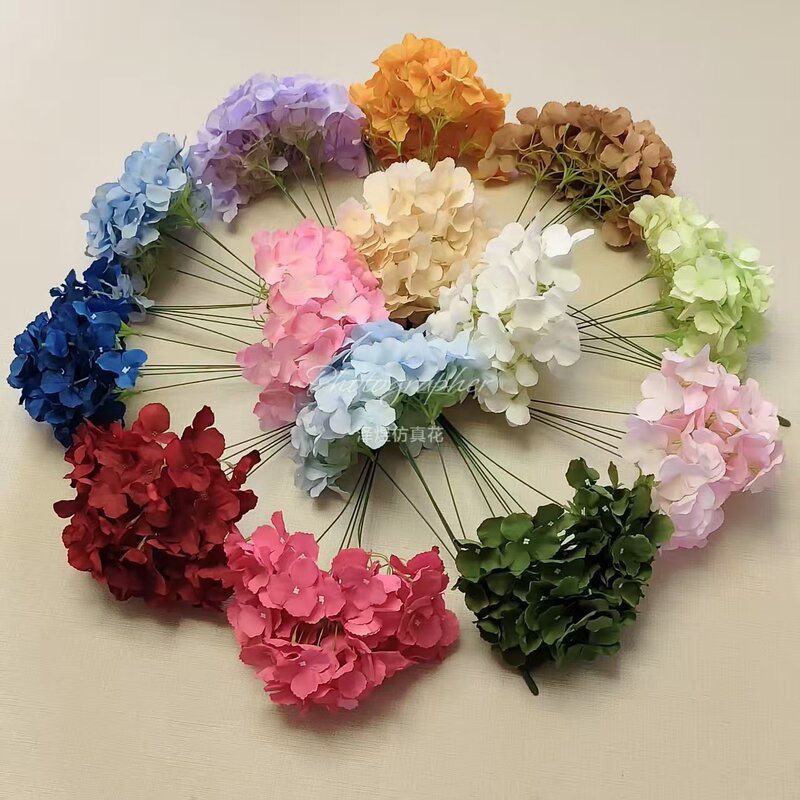 Artificial Flowers 5-Head Hydrangea Floral Art Wedding Decoration Flower Arrangement DIY Bouquet Scene Setup Source Factory Foreign Trade Overseas