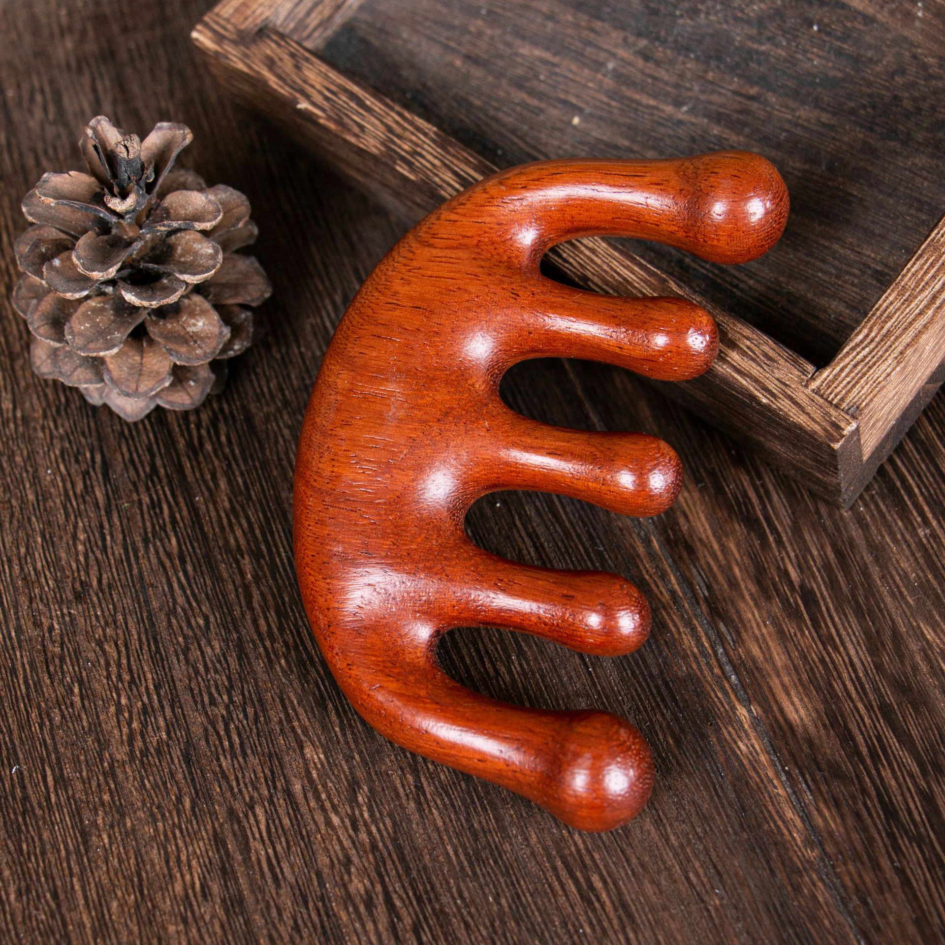 Peine de masaje multifuncional Peine de sándalo verde Peine de disco facial de ojos Peine de masaje de cuero cabelludo de cinco dientes Peine de meridiano de sándalo