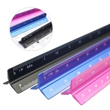 金属铝三棱尺大小比例绘图30cm 刻度尺办公文具学生尺制图三菱尺