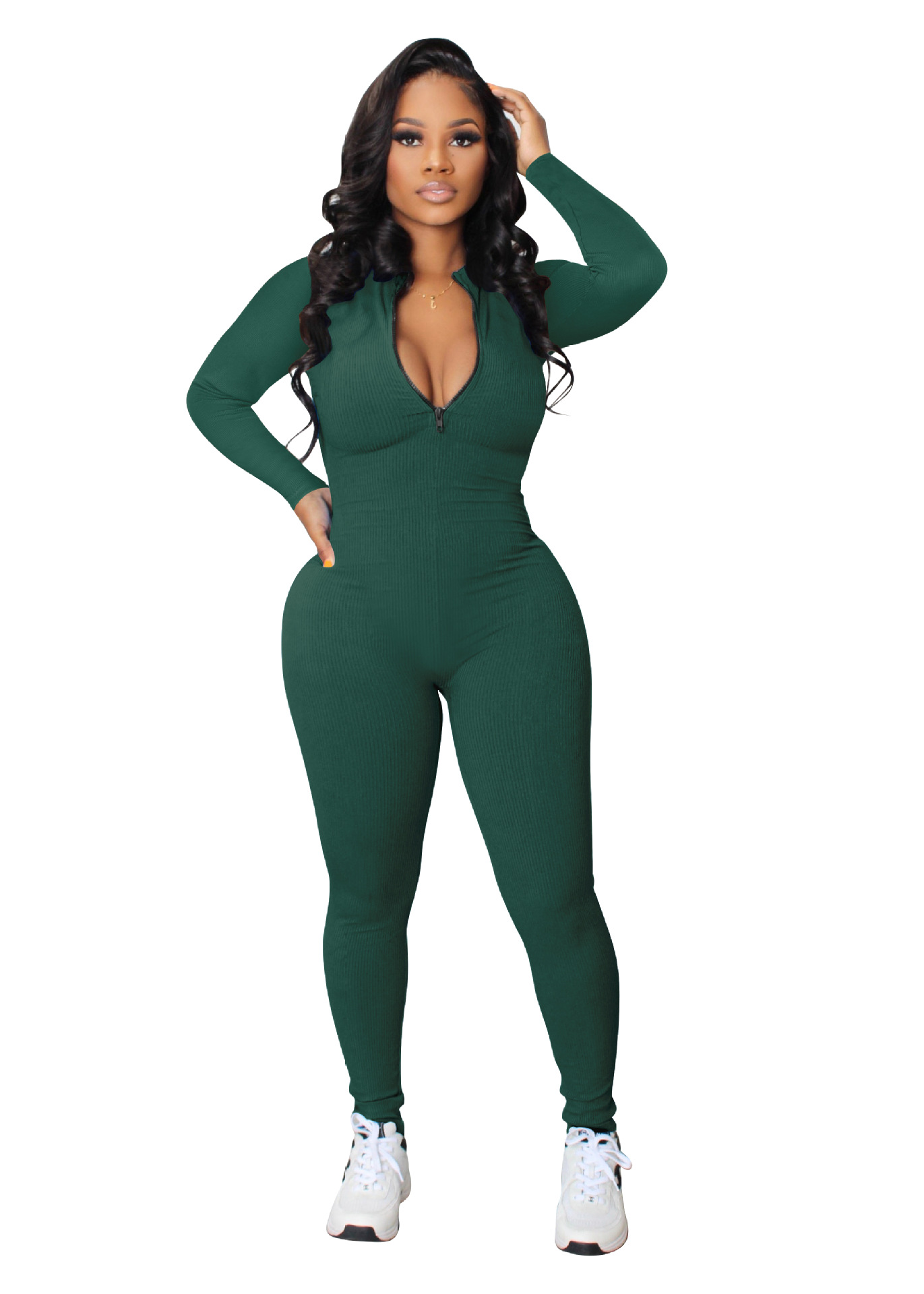 Women's Daily Casual Solid Color Full Length Zipper Jumpsuits display picture 1