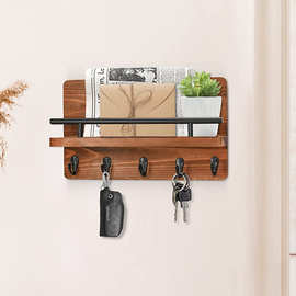 木质钥匙挂架家用现代简约钥匙挂钩客厅卧室壁挂式衣帽整理收纳架