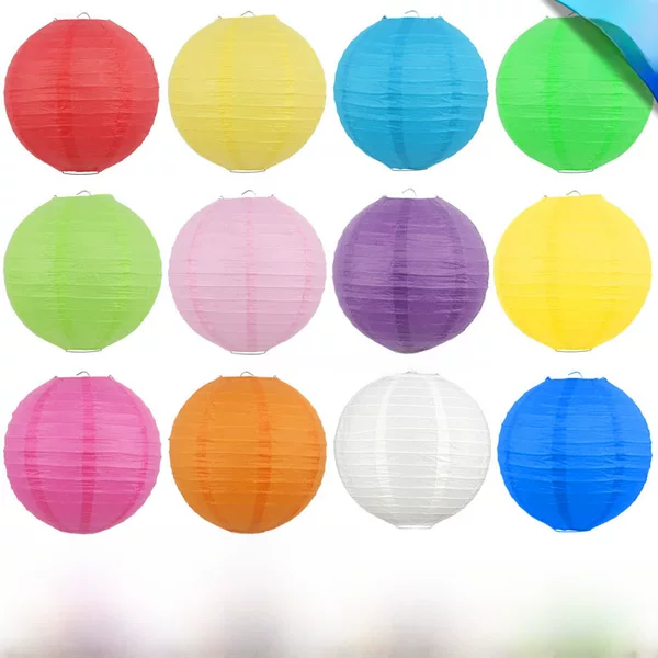 Mid-Autumn National Day Decorative Color Paper Lantern Wedding Festive Children diy Handmade Painting Round Folding Lantern