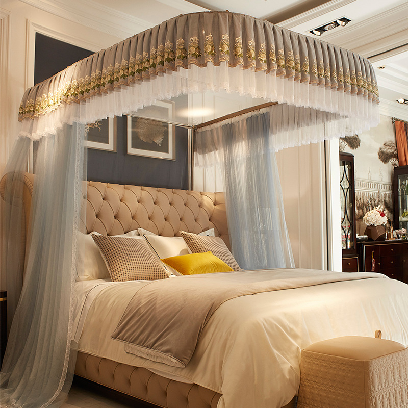 2025新款u型导轨蚊帐家用卧室高级落地宫廷床幔