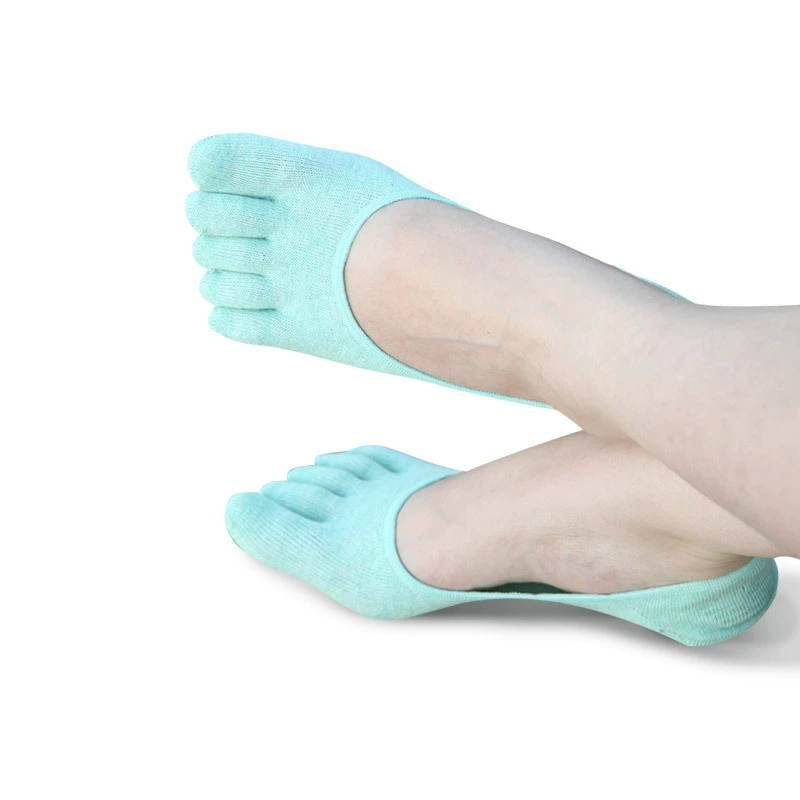 Японские и корейские летние новые хлопковые женские носки с невидимым мелким ртом, Нескользящие силиконовые однотонные носки с пятью пальцами, в наличии оптом