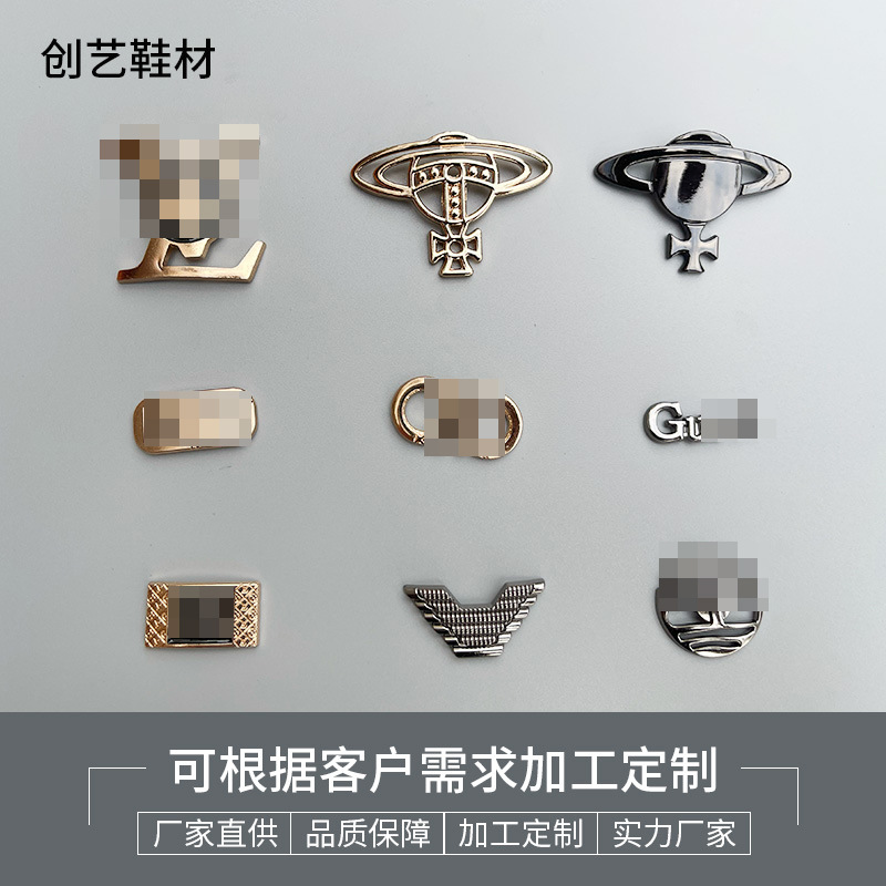 Luggage sign nameplate alloy logo clothing accessories metal imitation commercial sign luggage slippers decorative shoe buckle accessories