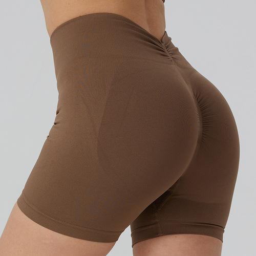 2024 European and American sportswear women's high-waist seamless butt-lifting running tight fitness peach yoga shorts