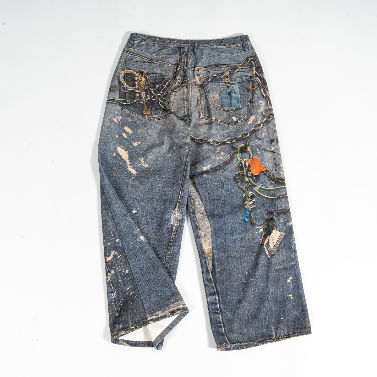 ETAI Hombre| Tendencia universal pesado algodón impresión 3D jeans de moda juvenil rectos pantalones casuales