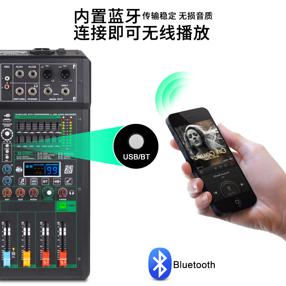 (2개) 전문 믹서 8-WAY 12-WAY 16-99 종류의 디지털 효과 무대 밴드 성능 회의 DJ 믹서