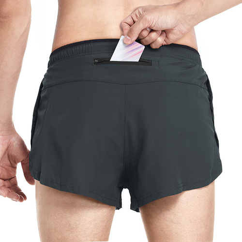 Summer men's fitness running sports casual shorts marathon quick-drying three-point pants triangle lining maroon dark blue