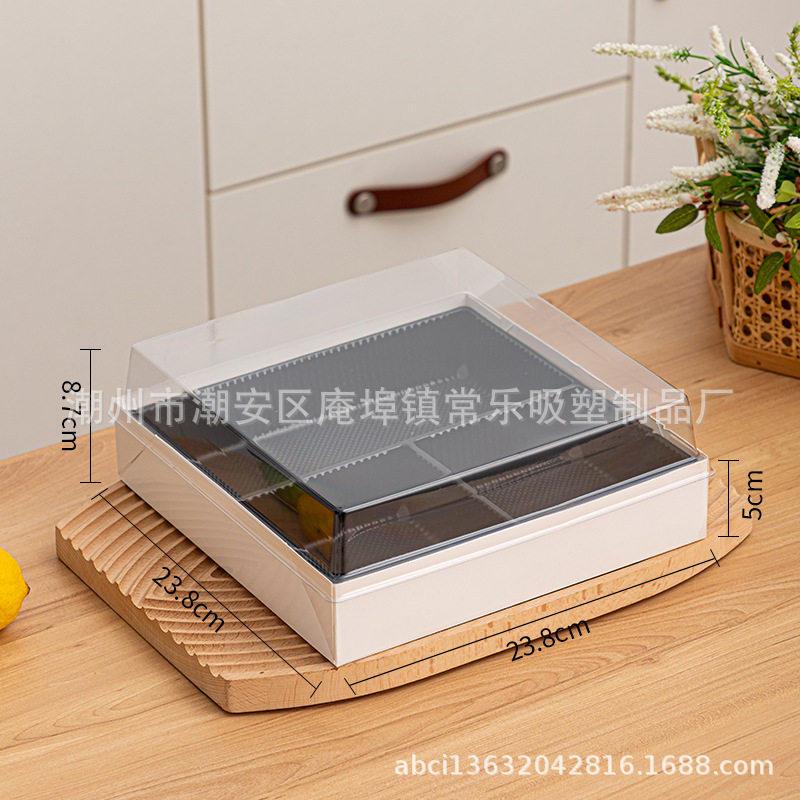 Caja de corte de fruta cuadrada sin plegables, tres cuadrados, cuatro cuadrados, nueve cuadrados de sushi salado, caja de embalaje de papel y plástico