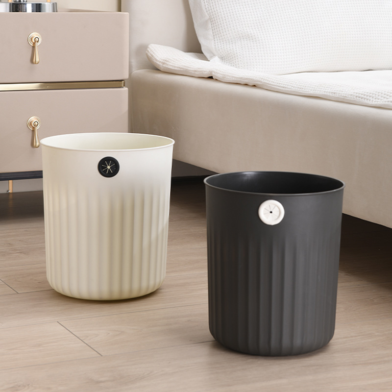 Scandinavian Creative Stripesd Bathroom Office Bedroom Living Room Household Lidless Paper Basket with Hole Storage Ring Trash Can