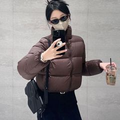 欧米のケン豆風パン服の女性の短いタイプの洋風の厚い立襟の軽い厚いコートの学生の小さい子供の綿入れの綿入れの服