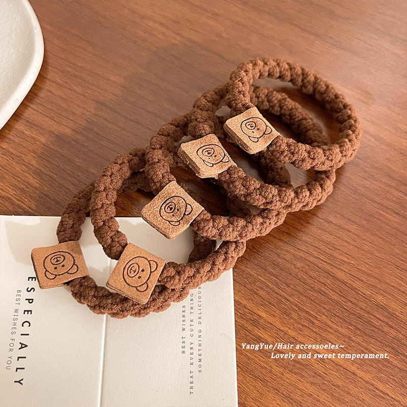 Banda para el cabello cuerda para el cabello tocado de alta gama nuevo estilo simple banda de goma lazo para el cabello de las mujeres alta elasticidad durable no lastimar el cabello cubierta de cuero cuerda para el cabello