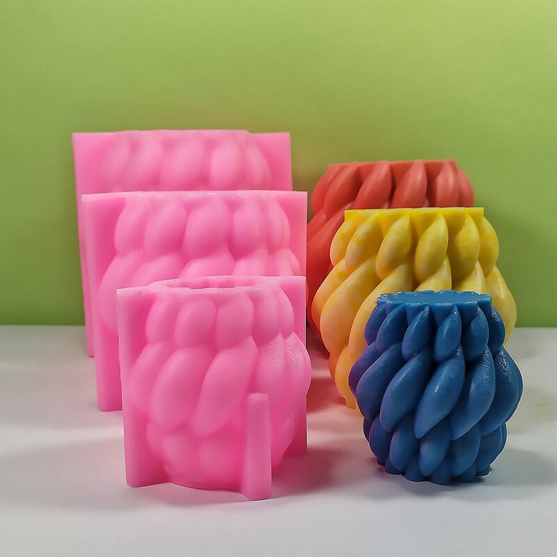 Irregular Geometric Wave Rotating Candle Mold DIY Abstract Art Column Modern Candle Silicone Mold C68-C66