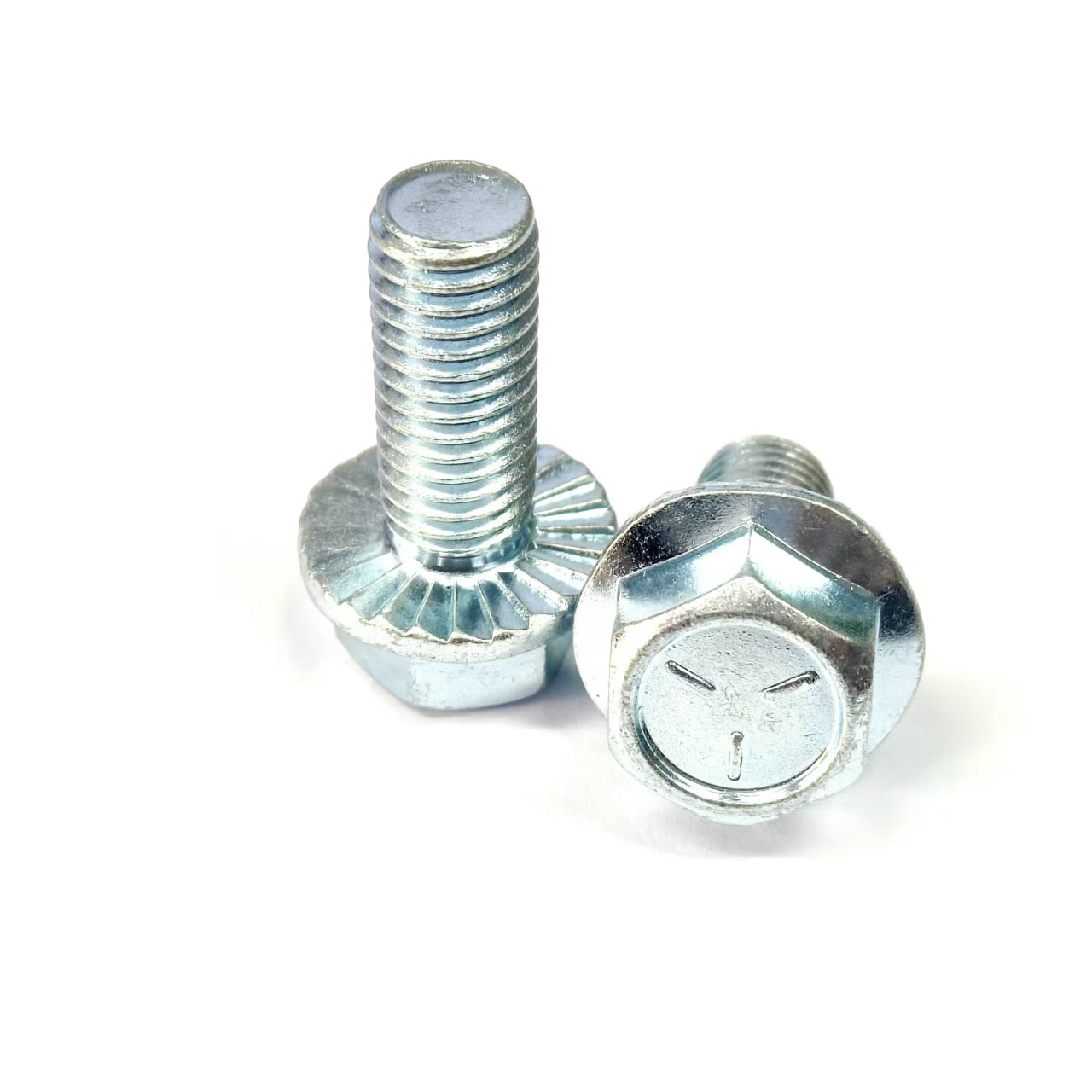 Pernos de brida hexagonal de 5 etapas fabricados en EE. UU. Tornillos de brida de alta resistencia de acero al carbono Tornillos de brida estándar estadounidense de zinc azul y blanco 1/2