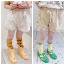 韩货童装 夏季2025新款女童韩版水洗麻棉儿童短裤 21218