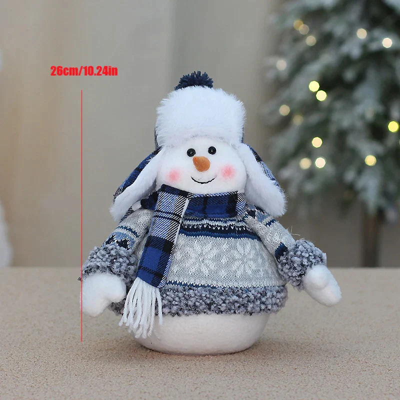 北欧クリスマス新製品ブルー生地伸縮式サンタクロース雪だるまヘラジカ人形クリスマス人形装飾|undefined