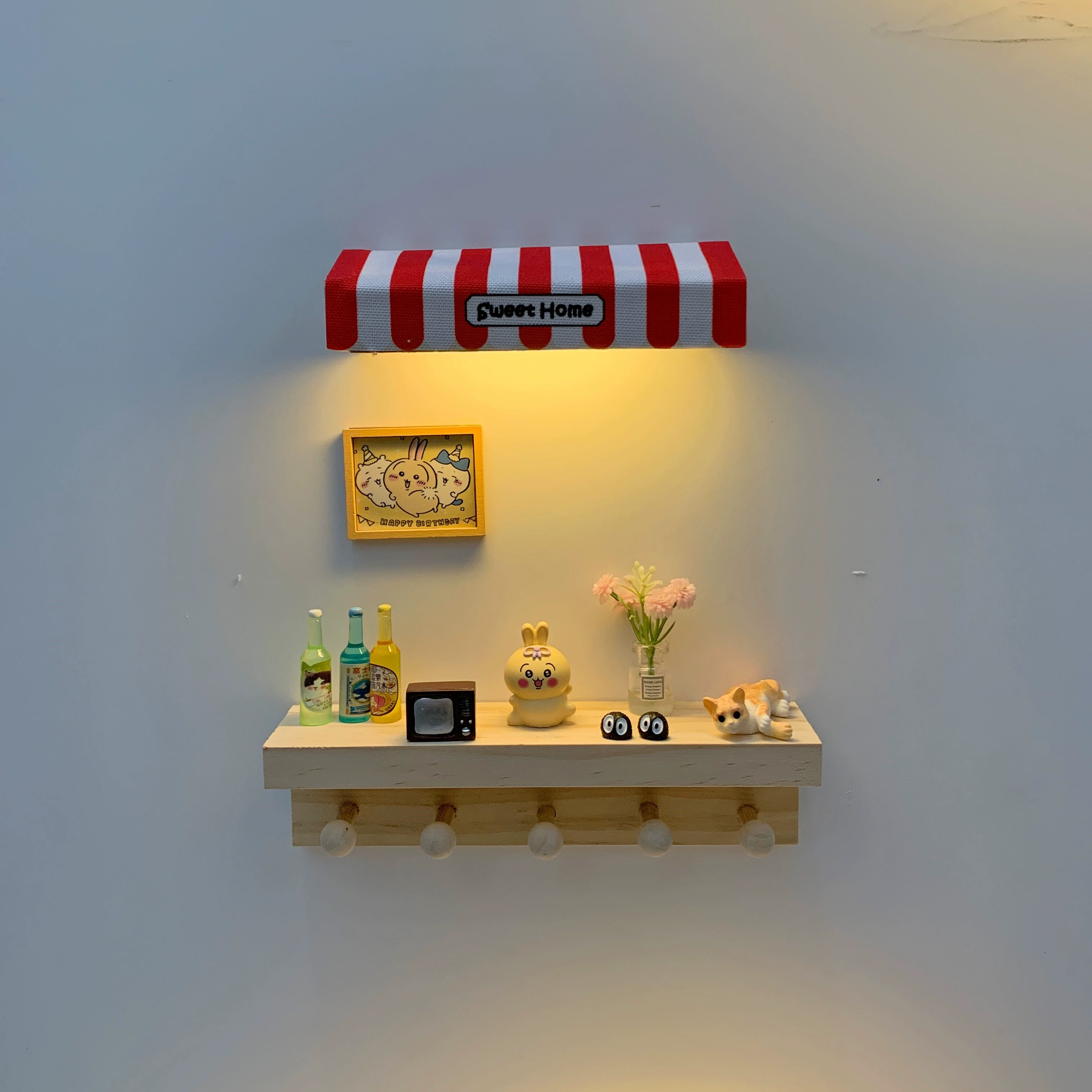 Creative entrance porch hook, key hook, solid wood wall-mounted storage rack, modern simple ornaments decoration