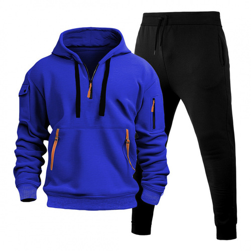 Wholesale New Men's Autumn Multifunctional Pocket Hoodie Sweatshirt Sportswear Leisure Pants Set