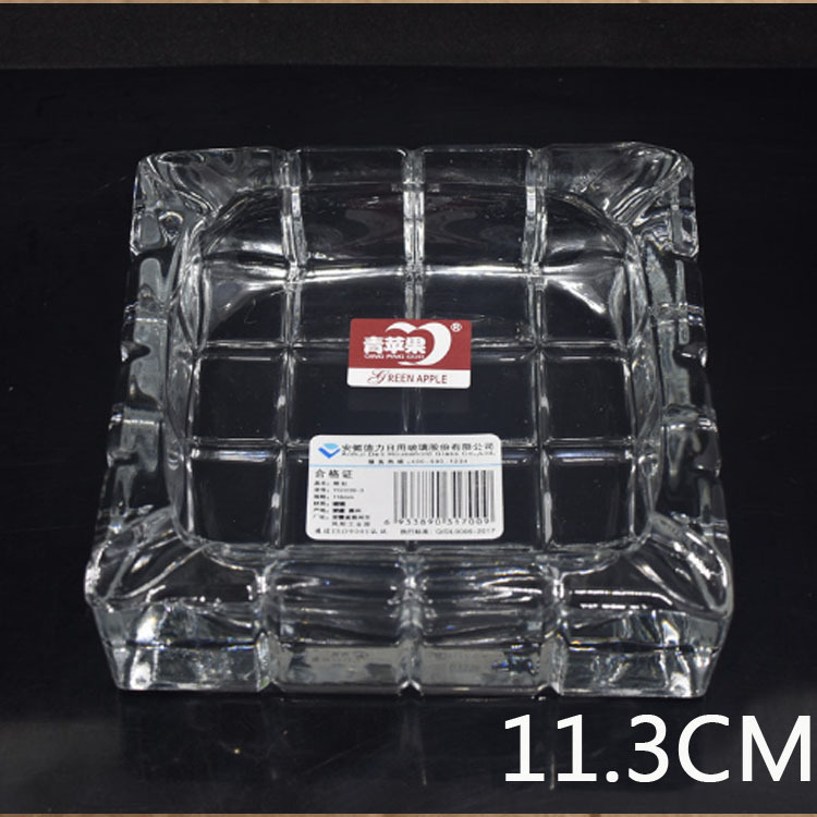 Manzana verde transparente diamante cigarrillos cenicero KTV hotel casero cuadrado cenicero de vidrio redondo al por mayor