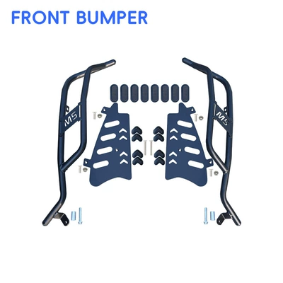 Suitable for No.9 M5 crash guards, front and rear bumpers, 100/125/200 electric vehicle rear racks, and footrest modification parts (Motorcycle bumper) - black-carbon-steel-front-bumper-comes-with-footrests
