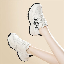 2025秋冬新款厚底增高老爹鞋时尚圆头系带休闲运动百搭女款鞋子
