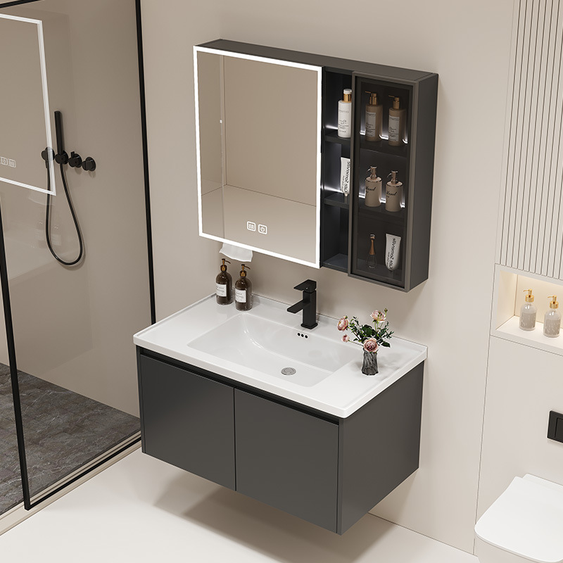 Armario de baño Lavabo integrado de cerámica Baño de baño Armario de baño Lavabo Lavado facial Lavado de lavabo Combinación de aluminio de nido de abeja