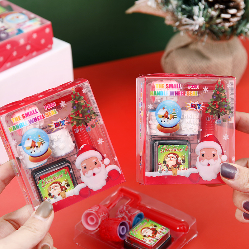 Santa Claus roller Seal roller handle niños estudiante regalo de Navidad roller Seal traje regalo papelería