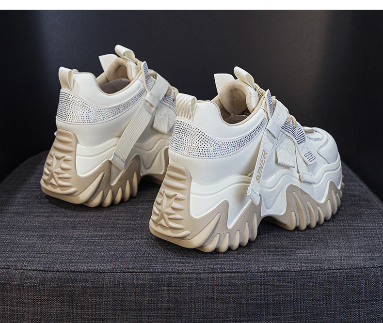 Giày sneaker nữ chunky đế dày phong cách retro, tăng chiều cao — Xám lông cừu 5013-1, Be lông cừu 5013-1, Be một lớp 5013, Đỏ lông cừu 5013-1 chi tiết 15