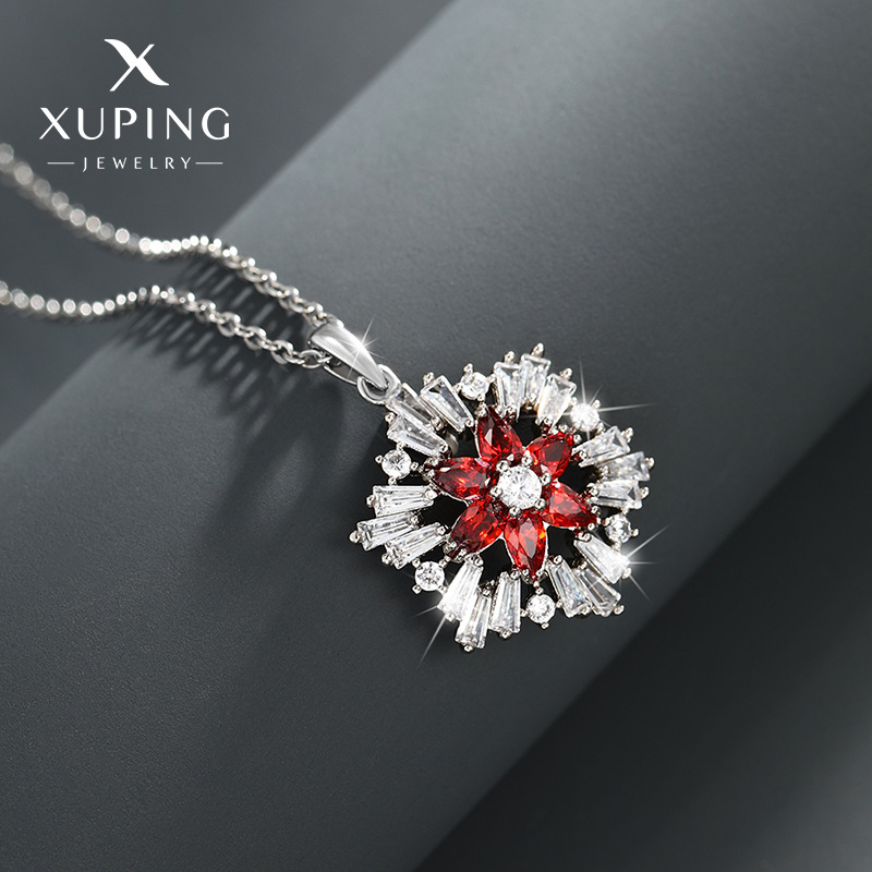 Xubing joyería micro-con incrustaciones de circonio superflashes de color de la flor colgante hembra Luz de lujo nicho retro alto sentido collar COLLAR COLGANTE