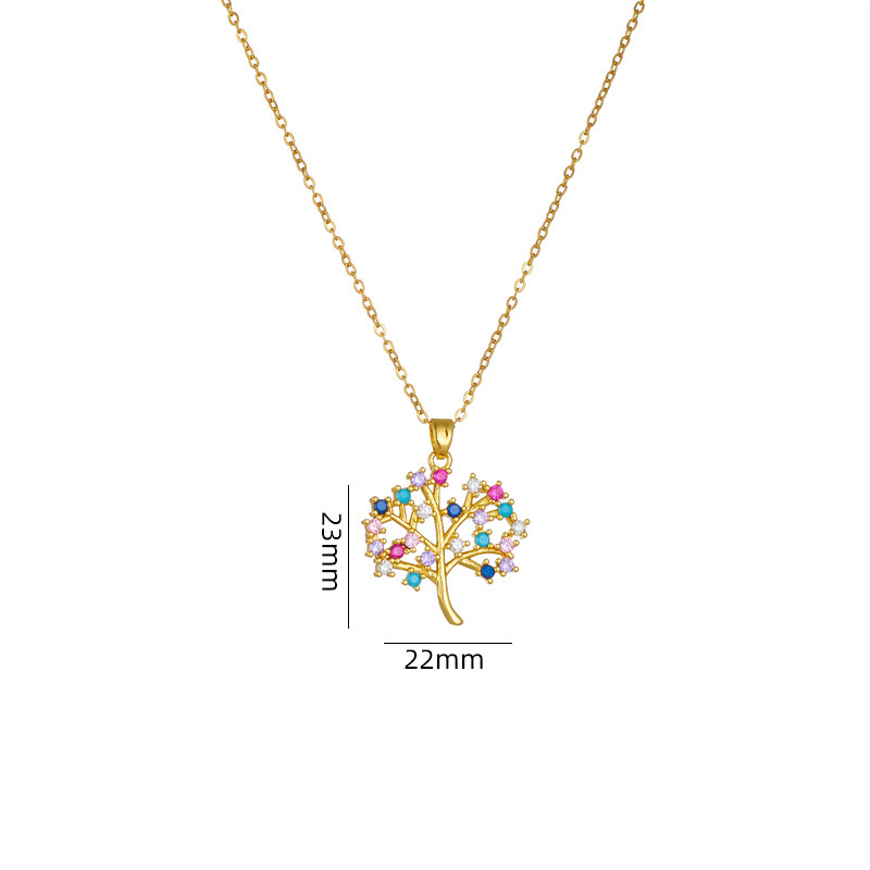 All Seasons Season Women's Gender Wholesale Jewelry Elegant Modern Style Life Tree Titanium Steel Copper Plating Cable Chain Pendant Necklace