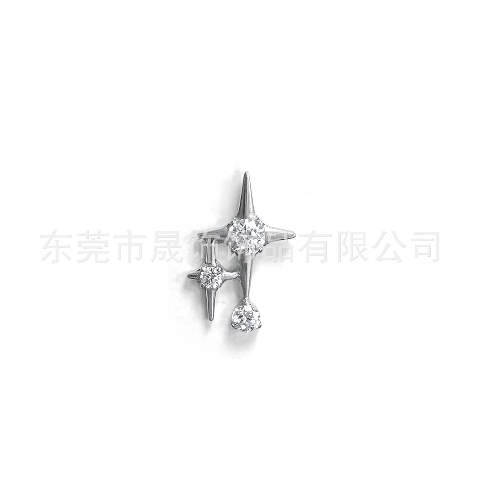 F136 Titanium Alloy Cross 芒 Star Studded Cubic Zirconia Ear Stud G23 Titanium Internal Thread Labret Stud 穿孔 Jewelry 头部