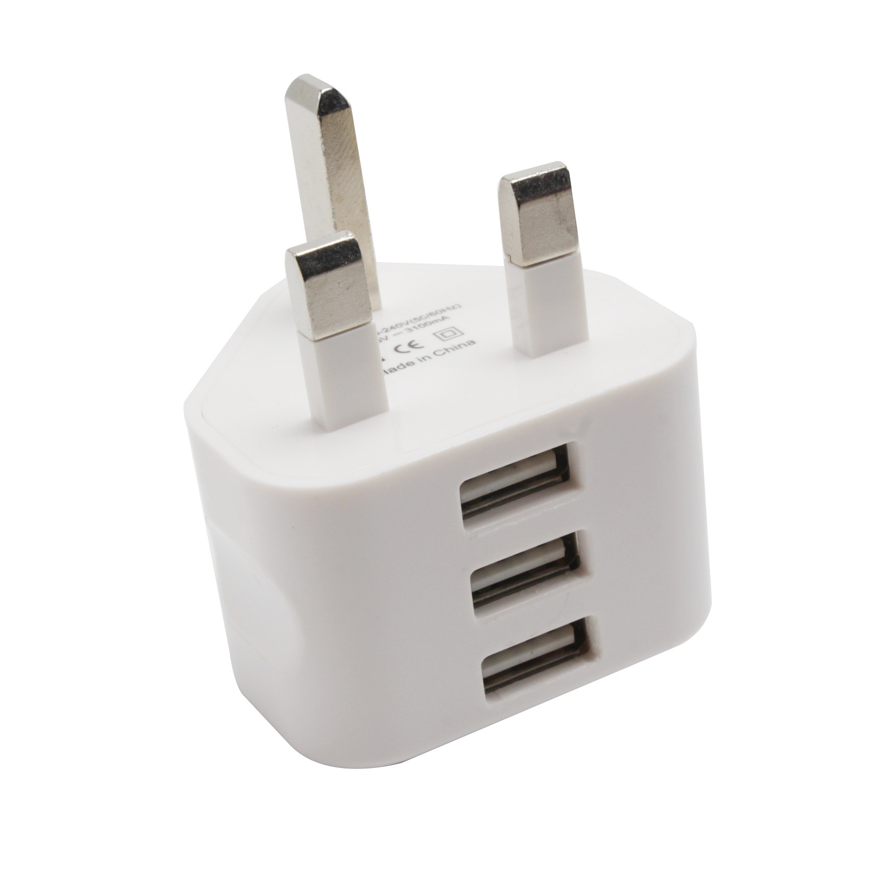 Cross-Border Three-Port Hong Kong Version 3U Uk Standard Dual-Port Mobile Phone Charger 2A Plug Mobile Phone Tablet Monitoring Smart Adapter