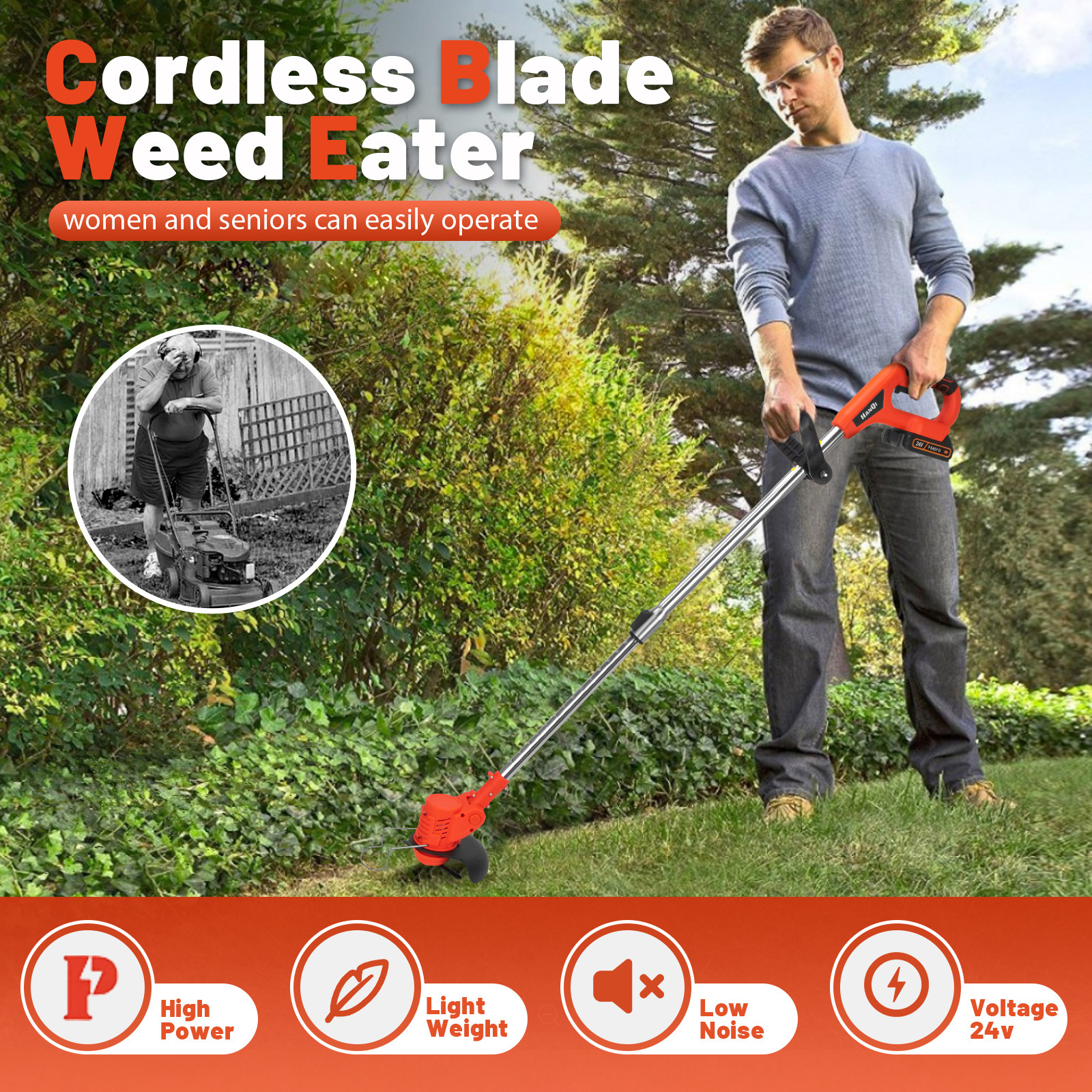 电动割草机除草机多功能小型手持家用便携园林草坪机锂电打草机