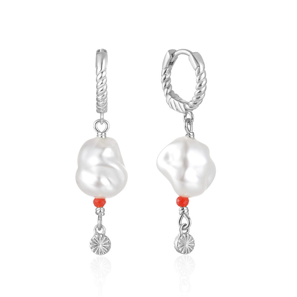 Geometric, Round Pattern 1 Pair 925 Sterling Silver Geometric Round Drop Earrings
