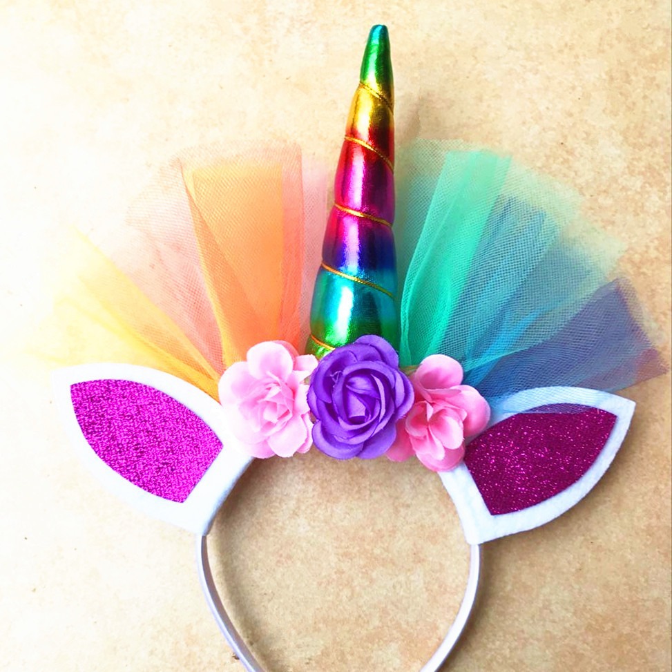 Moda creativa pony diadema unicornio partido princesa Halloween carnaval niña tocado al por mayor