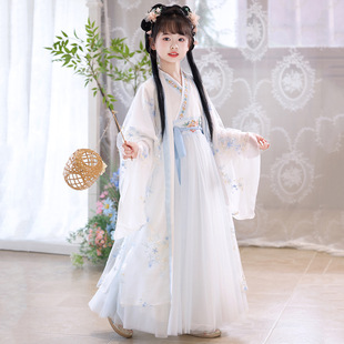 Girls' Ancient Chinese Clothing 2025 New Style Plain and Elegant Fresh Children's Long Sleeve Super Fairy Flower Tang Suit Antique Light Gauze